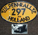 Originele metalen rally bord Tulpenrallye 1950 met foto!, Ophalen of Verzenden, Gebruikt, Auto's