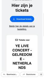 1 Kaart Golden Circle Kanye West (YE), Eén persoon, Cadeaubon