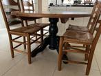Grenen tafel met eiken stoelen, Huis en Inrichting, Tafels | Eettafels, Ophalen, Gebruikt