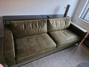 Groene vintage-look bank – industrieel, microleder, 3-zits beschikbaar voor biedingen