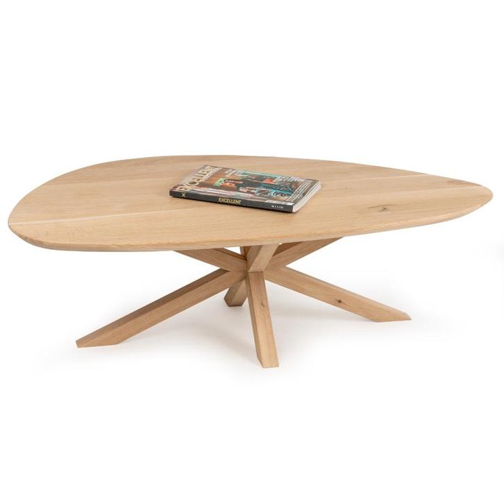 Salontafel Elinora massief eiken organisch met spinpoot, Huis en Inrichting, Tafels | Salontafels, Nieuw, Minder dan 50 cm, 50 tot 100 cm