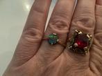 Vintage gouden ring Australische zwart Opaal /double, 14 kar, Sieraden, Tassen en Uiterlijk, Ringen, Verzenden, Zo goed als nieuw