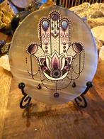 Agaat met handgeschilderde Hamsa, Sieraden, Tassen en Uiterlijk, Bedels, Overige merken, Nieuw, 1 bedel, Met strass