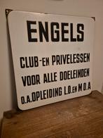 Emaille bord Engels lessen, Ophalen of Verzenden, Gebruikt, Reclamebord