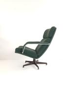 vintage Artifort Geoffrey H draaifauteuil groen | ploegstof, Gebruikt, Ophalen of Verzenden, 75 tot 100 cm