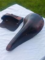 Oud lederen racefiets zadel + zadeltasje, Ophalen, Gebruikt