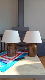 Staande schemerlampjes met messing voet, Huis en Inrichting, Lampen | Tafellampen, Ophalen, Gebruikt, Minder dan 50 cm