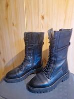 Zwarte leren boots maat 38, Ophalen of Verzenden, Gedragen, Zwart, Lage of Enkellaarzen