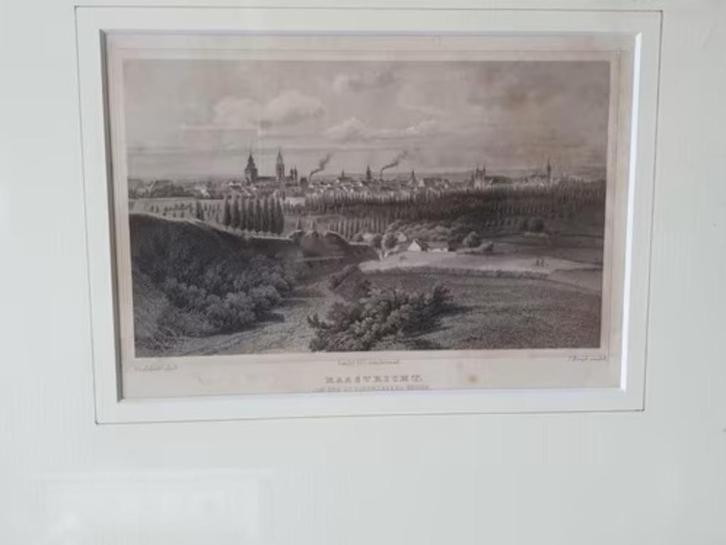 Maastricht v d Pietersberg gezien 1858 ir W C J Witteveen, Antiek en Kunst, Kunst | Etsen en Gravures, Ophalen