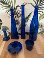 Lot kobalt blauw glas, Huis en Inrichting, Woonaccessoires | Vazen, Blauw, Ophalen of Verzenden, Minder dan 50 cm, Glas