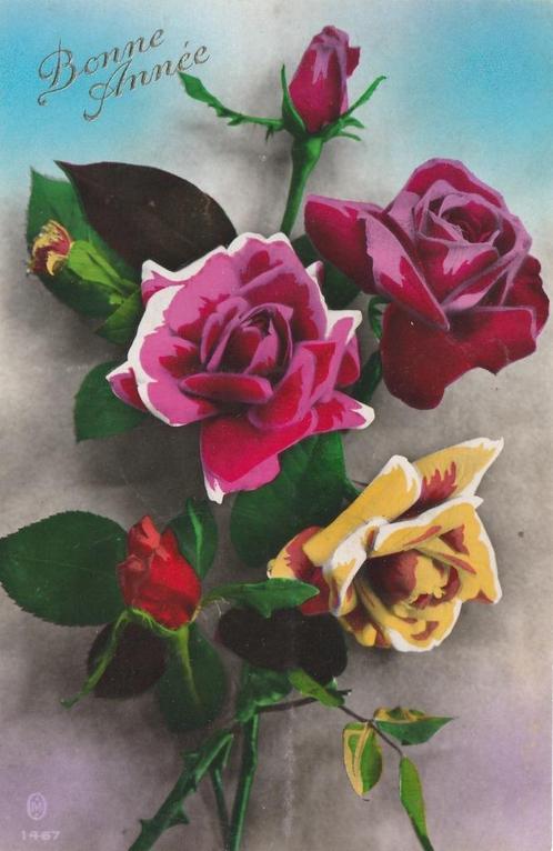 ROOS ROZEN BLOEM jaren 20 ZEER MOOIE OUDE KAART KH841, Verzamelen, Ansichtkaarten | Themakaarten, Gelopen, 1920 tot 1940, Overige thema's
