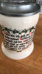 Antieke Bierpul met Tinnen Deksel - Keramiek en Aardewerk in, Antiek en Kunst, Antiek | Keramiek en Aardewerk, Ophalen of Verzenden