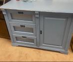 Grijze Lage Buffetkast (vintage), Huis en Inrichting, Kasten | Dressoirs, Ophalen, Gebruikt, 100 tot 150 cm, Met lade(s)