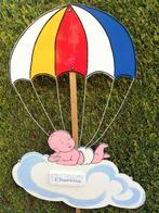 Geboortebord baby aan parachute met gratis naamplaatje., Ophalen, Nieuw, Geboortebord