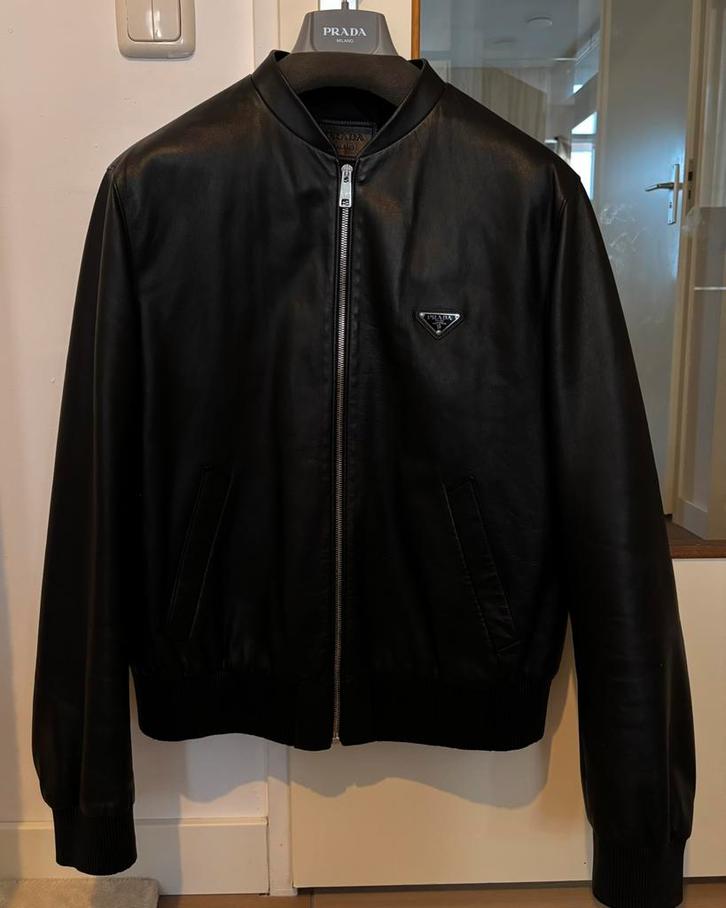 Prada nappa leather bomber jacket, Kleding | Heren, Jassen | Zomer, Zo goed als nieuw, Maat 56/58 (XL), Zwart, Ophalen of Verzenden