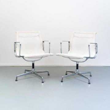 6x Vitra EA 107 Wit Netweave - Chroom beschikbaar voor biedingen