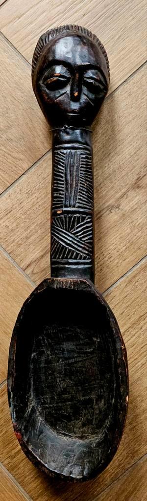 Handgemaakte Afrikaanse Soeplepel met Gezicht, Antiek en Kunst, Kunst | Niet-Westerse kunst, Ophalen of Verzenden