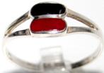 Schitterende Sterling Zilver Onyx Carneool Moi & Toi Ring, Verzenden, Zilver, Ring, Met edelsteen