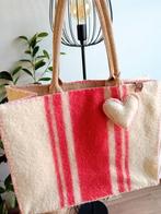 Nieuwe vintage wollen dekentassen - roze/rood met crème wit, Ophalen of Verzenden, Zo goed als nieuw, Rood