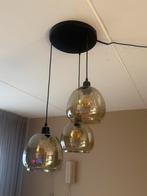 Amberkleurige hanglamp met 3 glazen bollen, Huis en Inrichting, Ophalen, Zo goed als nieuw, Glas, 50 tot 75 cm