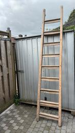 Stevige houten ladder, trap, 9 treden met haken, Doe-het-zelf en Verbouw, Ladders en Trappen, Ophalen of Verzenden, Gebruikt