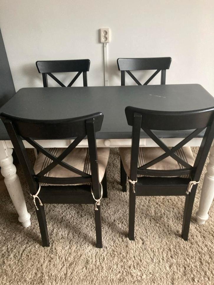 Brocante Eettafel met Stoelen, Huis en Inrichting, Tafels | Eettafels, Gebruikt, 50 tot 100 cm, 100 tot 150 cm, Vier personen