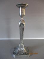 Antieke tinnen kandelaar gemerkt met ooievaar, Antiek en Kunst, Ophalen of Verzenden, Overige materialen