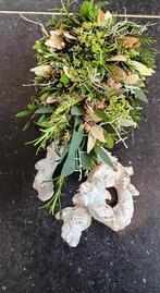 Tak met festoen, droog groen decoratie, Ophalen of Verzenden, Gebruikt