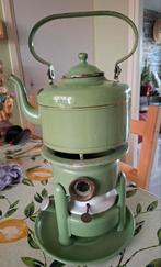 Vintage Petroleumstel met Theepot - reseda Groen Emaille, Ophalen of Verzenden