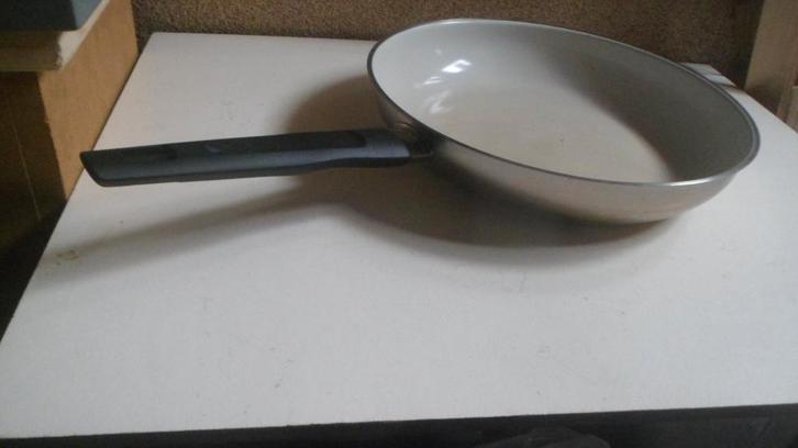 Koekenpan Ernesto RVS 29,5 cm. hapjespan, bakpan, pan, Huis en Inrichting, Keuken | Potten en Pannen, Gebruikt, Koekenpan of Braadpan