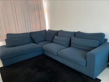 Hoekbank blauw Teddystof