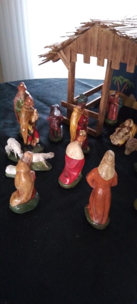 Oude Kerstbeelden, met stalletje., Diversen, Kerst, Gebruikt, Ophalen of Verzenden