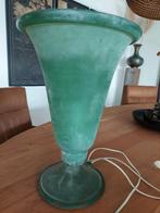 Groene glazen tafellamp/vaaslamp, Ophalen, Gebruikt, Vintage, Glas
