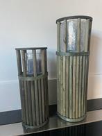 2 windlichten, nieuw!! op pilaar, bamboe , groen, Ophalen of Verzenden, Nieuw
