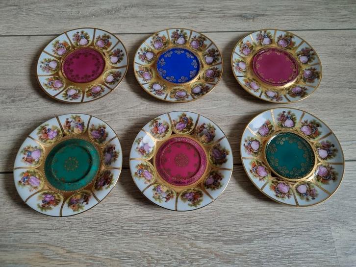 6 mooie porseleinen schoteltjes D W porzellan / JWK Bavaria, Antiek en Kunst, Antiek | Porselein, Ophalen of Verzenden