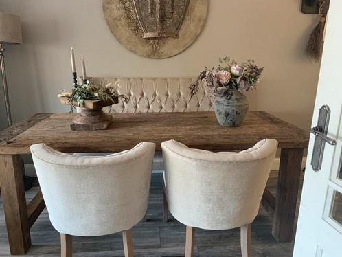 Landelijk sobere stoere stijl bank en twee stoelen, Huis en Inrichting, Stoelen, Zo goed als nieuw, Twee, Stof, Overige kleuren