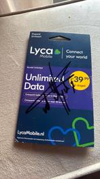 Lycamobile Simkaart - Onbeperkt Data - Gesigneerd!, Telecommunicatie, Prepaidkaarten en Simkaarten, Ophalen of Verzenden, Nieuw