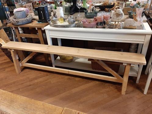 **SALE** handgemaakt houten smalle bank 200 cm, Huis en Inrichting, Banken | Bankstellen, Zo goed als nieuw, Rechte bank, Overige maten
