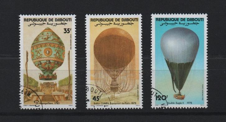 Luchtballonnen - de Djibouti - Gestempeld used 3v, Postzegels en Munten, Postzegels | Thematische zegels, Gestempeld, Vliegtuigen