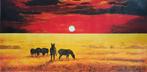 Schilderij Afrikaanse zonsondergang 80 x 150 cm, Ophalen of Verzenden