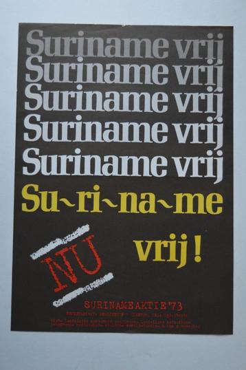 Affiche; Suriname vrij NU. Uit 1973 beschikbaar voor biedingen