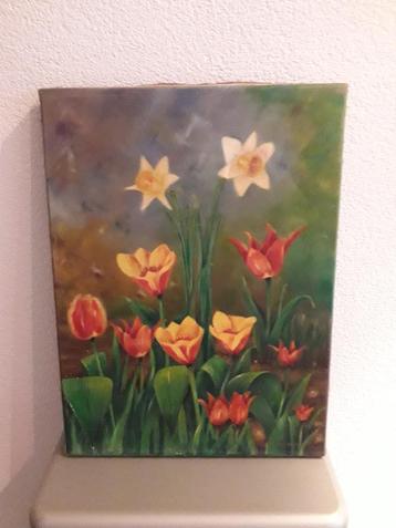 ZEER GOED en APART VINTAGE BLOEMSTILLEVEN op DOEK I.Z.G.ST beschikbaar voor biedingen