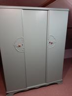 Antieke kledingkast 3-deurs (groen geverfd), Ophalen, Gebruikt, 100 tot 150 cm, Met hangruimte
