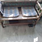 2 zits antieke knop(stoel) bank met biezen zitting, Huis en Inrichting, Ophalen, Zo goed als nieuw, 75 tot 100 cm