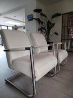 2 supernette wit lederen fauteuils (henders &hazel), Ophalen, Gebruikt, 50 tot 75 cm, Leer