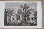 Antieke gravure - Heiligdom o/d berg Krom Cambodja -1872 !!, Ophalen of Verzenden