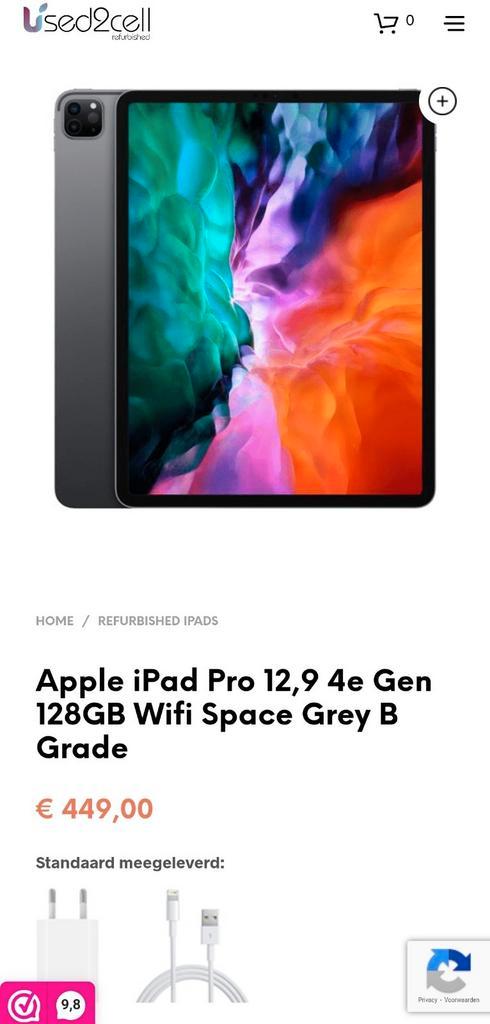 Apple iPad Pro 12.9 4e Gen 129GG Grey B Grade, Computers en Software, Apple iPads, Gebruikt, Apple iPad, Grijs, Ophalen of Verzenden