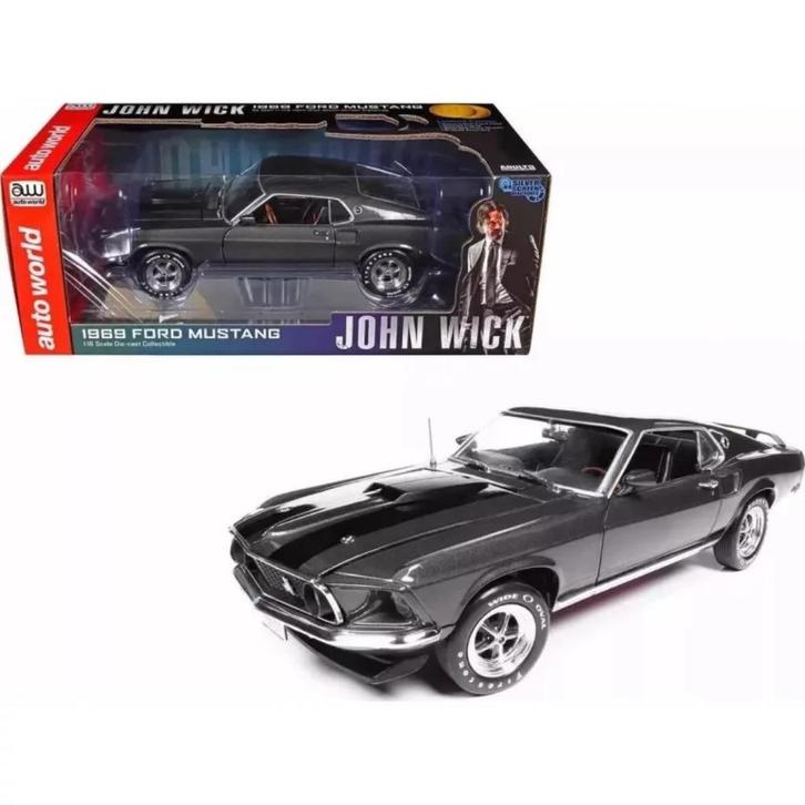 John Wick 1969 Ford Mustang Auto World 1:18 DIRECT LEVERBAAR, Hobby en Vrije tijd, Modelauto's | 1:18, Nieuw, Auto, Overige merken
