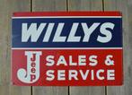 Willys sales service bord leger jeep CJ5 CJ3 wrangler CJ7, Nieuw, Reclamebord, Ophalen of Verzenden