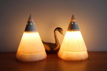 Set albasten vintage lampen - marmer look. Retro design lamp